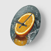 オレンジ色のスプラッシュウォールクロック ラウンド壁時計 (傾斜)