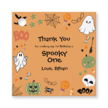 オレンジ色のスプーキーな１歳　ハロウィン 誕生日