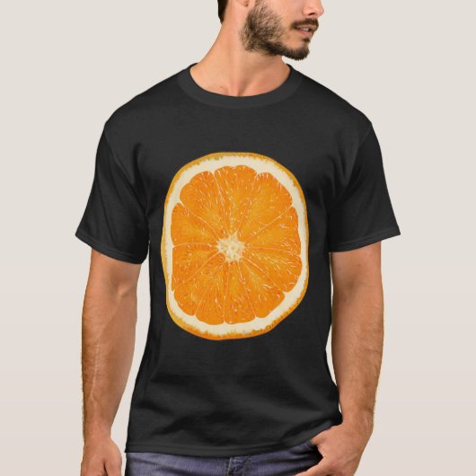 オレンジ色のスライスさわやかなフルーツ Tシャツ (正面)