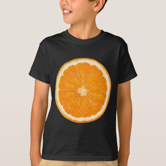 オレンジ色のスライスさわやかなフルーツ Tシャツ (正面)