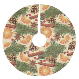 オレンジ色のスライスとスパイス ブラッシュドポリエステルツリースカート