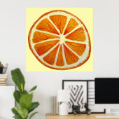 オレンジ色のスライスのマクロフルーツウォーターカラーアート ポスター (ホームオフィス)