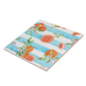 オレンジ色のスライス青ストライプ色 タイル (側面)