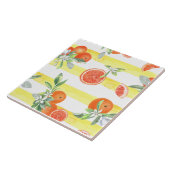 オレンジ色のスライス黄ストライプ色 タイル (側面)