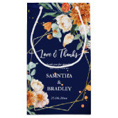 オレンジ色のセージの花ネイビー感謝していブ・ブルー スモールペーパーバッグ (裏面)