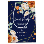 オレンジ色のセージの花ネイビー感謝していブ・ブルー ミディアムペーパーバッグ (正面)