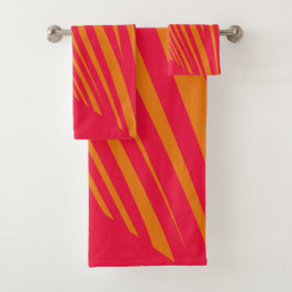 オレンジ色のゼブラ幾何学的機能 バスタオルセット