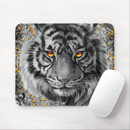 オレンジ色のタイガーアイズカラフル- Tiger Mouse pad マウスパッド