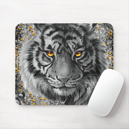 オレンジ色のタイガーアイズカラフル- Tiger Mouse pad マウスパッド (マウス)