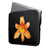 オレンジ色のタイガーリリーのラップトップケース ラップトップスリーブ (正面左)