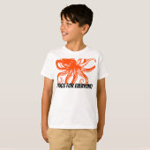 オレンジ色のタコを抱っこしたキッズTシャツ Tシャツ (正面フル)