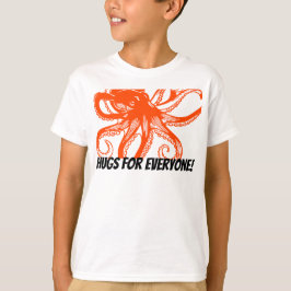 オレンジ色のタコを抱っこしたキッズTシャツ Tシャツ