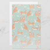 オレンジ色のタビー猫が物を倒す 便箋 (正面/裏面)