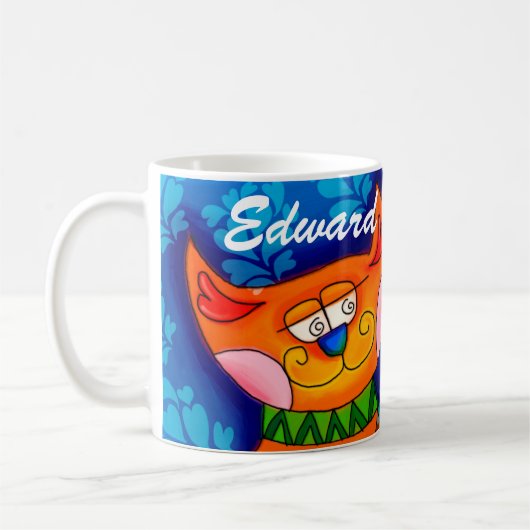 オレンジ色のタビー猫 コーヒーマグカップ (左)