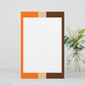 オレンジ色のタンと茶色の文縁ど具。 便箋 (スタンド正面)