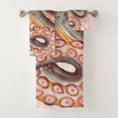 オレンジ色のタンジェリンタコ触手ヴィンテージマップ バスタオルセット (インサイチュ)