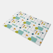 オレンジ色のターコイズ緑のシェイプの線の世紀中頃 ドアマット (アングル)