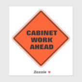 オレンジ色のダイヤモンドの道路標識キャビネットの作業を進める シール (シート)