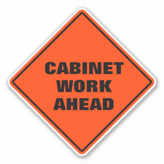 オレンジ色のダイヤモンドの道路標識キャビネットの作業を進める シール (正面)