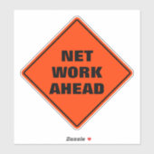 オレンジ色のダイヤモンド道路警戒標識ネットワーク前方 シール (シート)