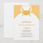 オレンジ色のダマスクと花嫁のブライズシャワー 招待状 (正面/裏面)