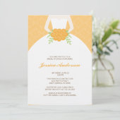 オレンジ色のダマスクと花嫁のブライズシャワー 招待状 (スタンド正面)