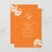 オレンジ色のダマスク結婚式同封カード エンクロージャーカード (正面/裏面)