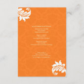 オレンジ色のダマスク結婚式同封カード エンクロージャーカード (裏面)