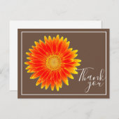 オレンジ色のダリアの花と茶色の背景の感謝カード ポストカード (正面/裏面)