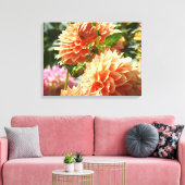 オレンジ色のダリアの花 キャンバス 写真プリント (インサイチュ (リビング))