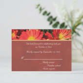 オレンジ色のダリアの花　結婚式の出欠確認　ウェディング 招待状 (スタンド正面)