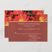 オレンジ色のダリアの花　結婚式の出欠確認　ウェディング 招待状 (正面/裏面)