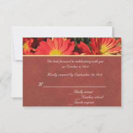 オレンジ色のダリアの花　結婚式の出欠確認　ウェディング 招待状