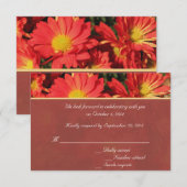 オレンジ色のダリアの花 結婚式への返信 ウェディング 招待状 (正面/裏面)