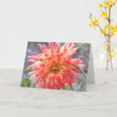 オレンジ色のダリア付きノートカード カード (黄色い花)