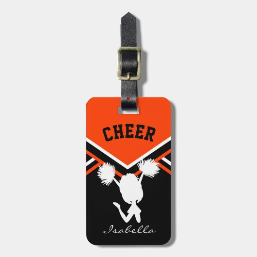 オレンジ色のチアリーダー ラゲッジタグ (正面縦)