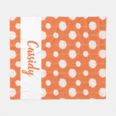 オレンジ色のチアリーダーpom pomパターン フリースブランケット (正面(横))