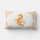 オレンジ色のチノイスリーのドラゴンと雲 ランバークッション (裏面)
