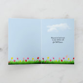 オレンジ色のチューリップが似合う猫 カード (内部)