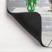 オレンジ色のチューリップのマウスパッド付き猫 マウスパッド (コーナー)