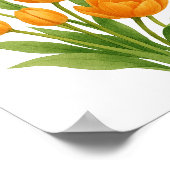 オレンジ色のチューリップの絵 花の壁画 ポスター (角)