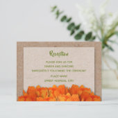 オレンジ色のチューリップオンクラフトウェディングレセプションカード エンクロージャーカード (スタンド正面)