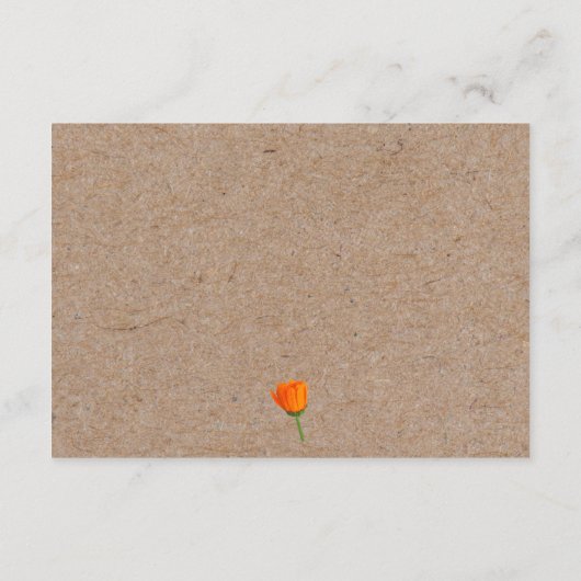 オレンジ色のチューリップオンクラフトウェディングレセプションカード エンクロージャーカード (裏面)