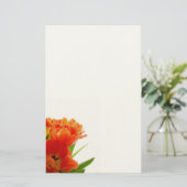 オレンジ色のチューリップ固定 便箋 (スタンド正面)