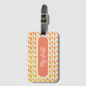 オレンジ色のチューリップ花の柄の子供用の弁当箱 ラゲッジタグ (正面縦)