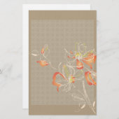 オレンジ色のチョーク描の花は静止 便箋 (正面/裏面)