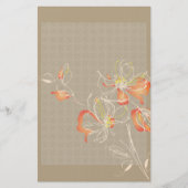オレンジ色のチョーク描の花は静止 便箋 (正面)