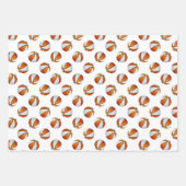 オレンジ色のチームカラーバスケットを調整する3 pc ラッピングペーパーシート (正面3)