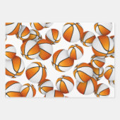 オレンジ色のチームカラーバスケットを調整する3 pc ラッピングペーパーシート (正面)