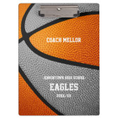 オレンジ色のチームカラーバスケットボールコーチ名 クリップボード (正面)